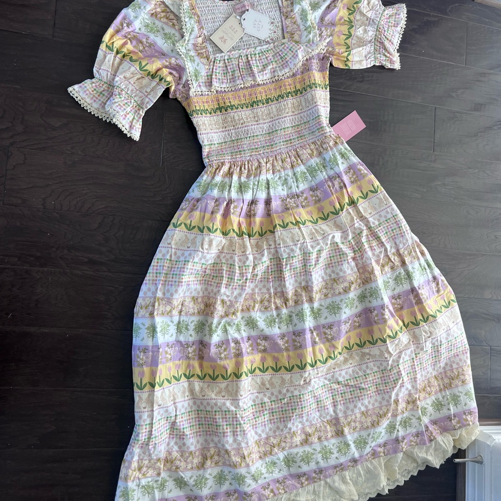 Ivy city CelesteClark Drees  Pastel Smocked Maxi Dress in Lavender, Yellow, Sage